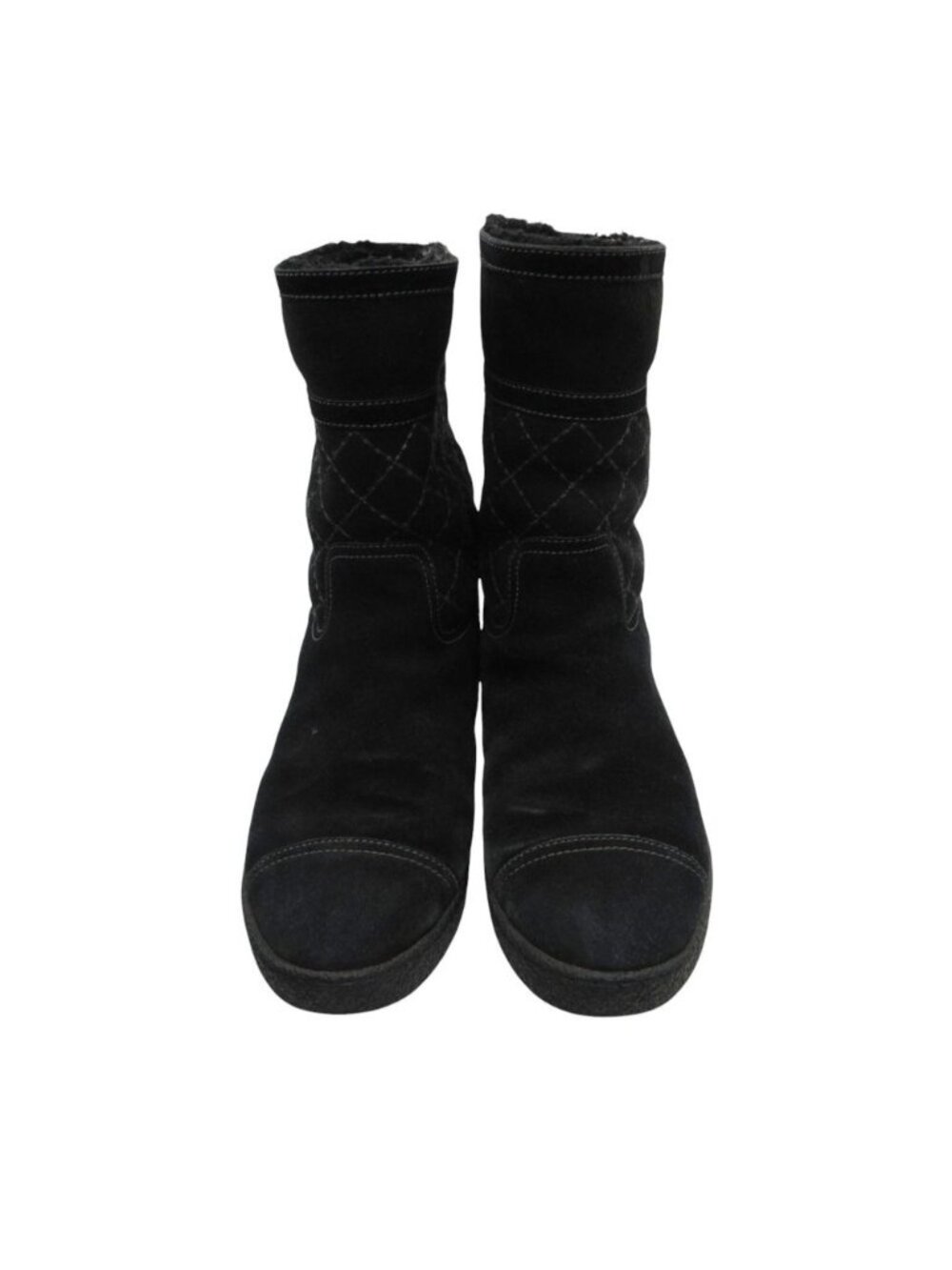 Chanel Boots CC Logo Quilted Shearling Boa Black - Picture 4 of 9